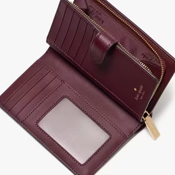 Spade Flower Embroidered Medium Bifold Wallet - Picture 2 of 6